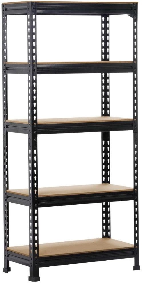 Yaheetech 2x Heavy Duty Black 5 Tier Garage Shelves 150x70x30 cm