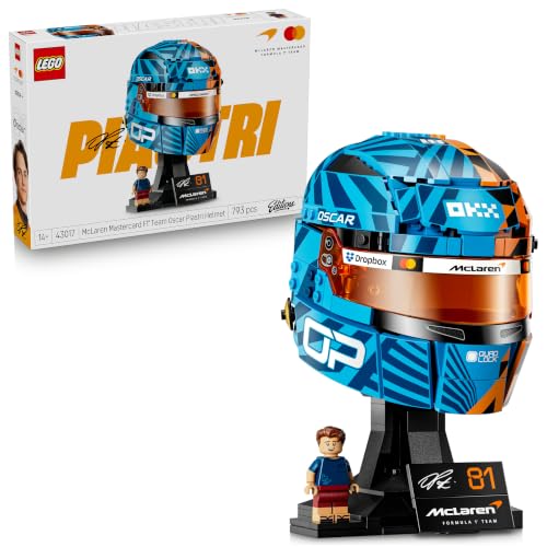 LEGO Editions McLaren Mastercard F1 Team Oscar Piastri Helmet - F1 Merchandise - Display Model Kit w/Collectible Minifigure - Gift for 14+ Year Old Boys & Adult Motorsport Fans - 43017