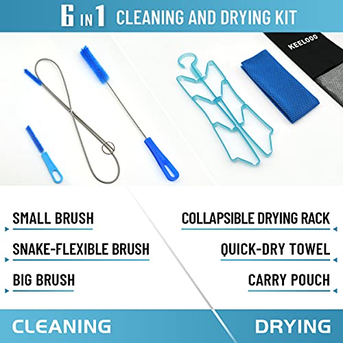 KEELOOO Hydration Bladder Cleaning Kit, 6 in 1 Water Bladder Cleaner Set for Universal Hydration