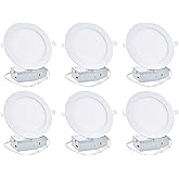 EOSMILE 4 inch 6 Pack Recessed Lighting, 5CCT LED Recessed Light with Junction Box, Dimmable Canless Wafer Downlight,2700K-5000K Selectable, 9W, 120V, 750LM, ETL FCC