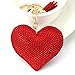 Elesa Miracle Girl Women Love Heart Tassel Keychain, Purse Bag Charm, Handbag Accessories, Car Key Chain (Red)