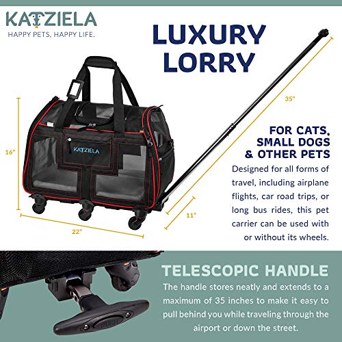 Katziela Airline Approved Pet Carrier Rolling Portable Travel Carry