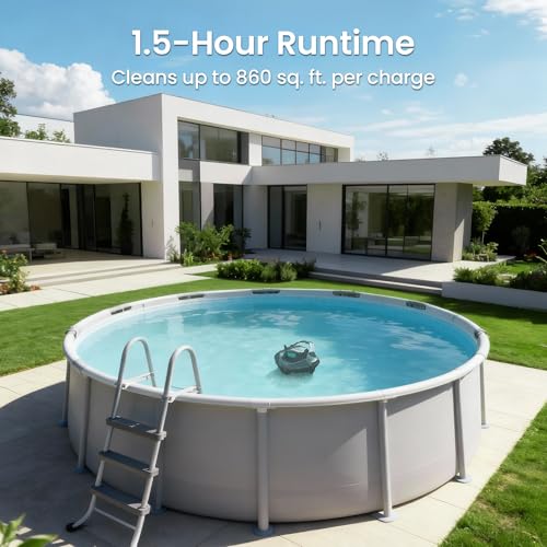 AIPER Seagull SE Cordless Robotic Pool Cleaner, Pool Vacuum Lasts 90 Mins, LED Indicator, Self-Parking, for Flat Above-Ground Pools up to 33 Feet - Gray