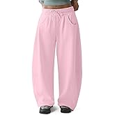 HeSaYep Women's Fleece Lined Sweatpants Barrel Leg Baggy Sweat Pants Winter Thermal Cotton Pants with Pockets