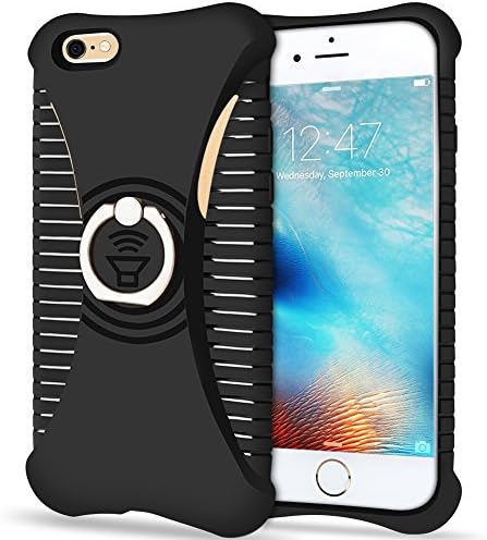 iPhone 6/6s Case, Unique Design to Strengthen Volume with Ring Stand Holder as Kickstand Protective Case for 4.7 inch Apple iPhone 6/6s - Black