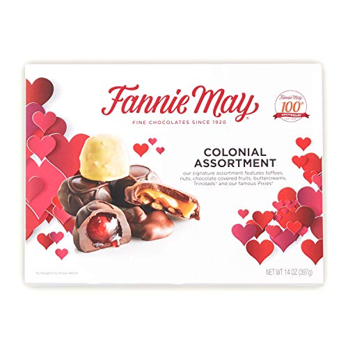 Fannie May Valentines Day Colonial Chocolate Assortment, Candy Gift Box, 14 oz