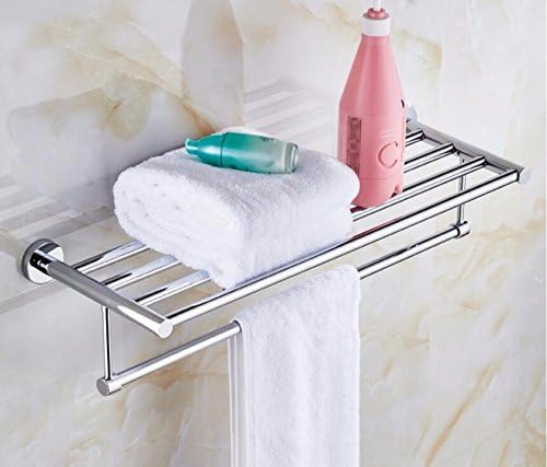 GGHYYO Towel Rack Stainless Steel Double Layer Wall Mounted Bathroom Storage Shelf 50cm