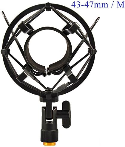 Etubby Microphone Shock Mount Anti-Vibration High Isolation Metal Mic Holder Clip for Diameter 43-47mm Microphone, Comes with Metal Screw Adapter, Perfect for Broadcasting, Recording and More, M