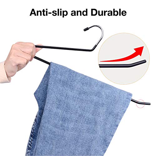 IEOKE Slack Pants Hangers 24 Pack - Open Ended Easy-Slide Clothing Hangers with Heavy Duty, Non Slip Rubber Coating, Space Saving, Durable Anti-Rust Chrome Metal Design for Jeans, Slacks, Closet