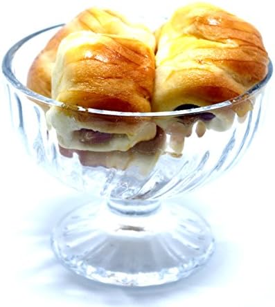 Terya Set of 4 Glass Footed Dessert Bowl Ice Cream Bowls Ice Cream Cup (Round A)