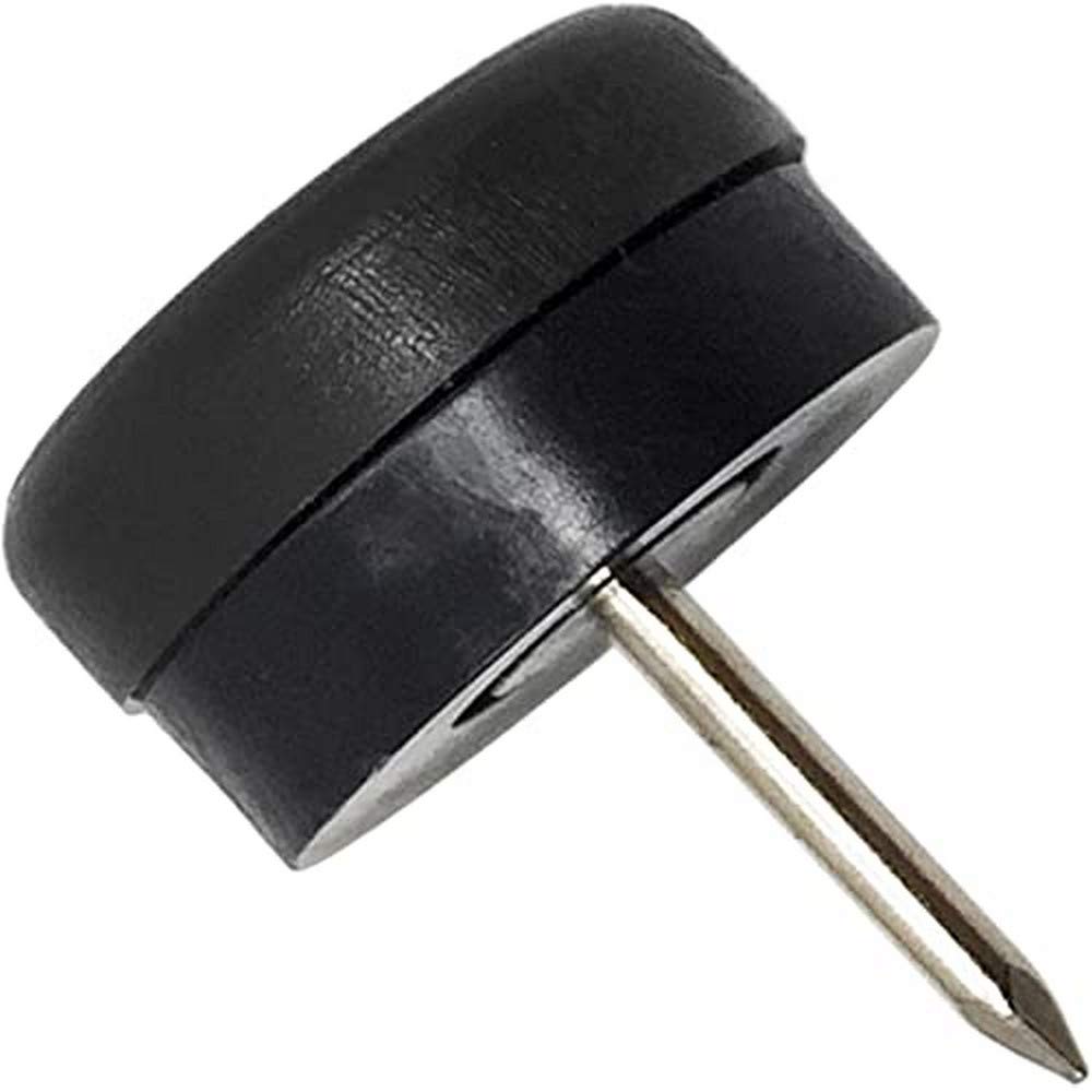 Adsamm® / 16 x Glides in plastic with nail and rubber cushion | Ø 0,79'' (Ø 20 mm) | black | round | Premium quality furniture sliders with bumper and nail by Adsamm®