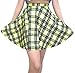 Sister Amy Women's Pleated Elastic Waist Band Flared Printed Midi Skater Yellow Plaids US XS
