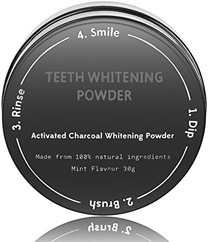 Wloomm Natural Teeth Whitening Powder with Activated Charcoal Non Abrasive&amp;Proven Safe for Enamel Teeth Whitening Powder for Teeth and Gums 30g/1.05oz Upgraded Organic Charcoal Teeth Whitening Powder