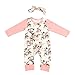 Von kilizo Newborn Baby Girl Clothes Infant Floral Romper Jumpsuit Bodysuit Footless 2Pcs Baby Girl Outfit Set 0-3 months
