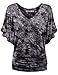 LL WT1116 Womens V Neck Short Sleeve Tie Dye Drape Dolman Top XXXL BLACK