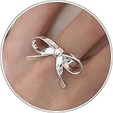 TUCEWP Bow Rings for Women Sweet Elegant Coquette Bowknot Rings Silver Dainty Big Bow Rings Minimalist Bow Statement Rings Fashion Adjustable Open Stacking Ring Trendy Christmas Birthday Jewelry Gift
