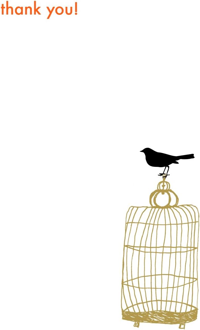 Lark Press Bird on a Cage Thank You Card, 3.5 X 4.75, Boxed Set of 6