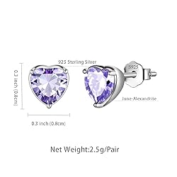 Purple Hearts Studs Earring Women 925 Sterling