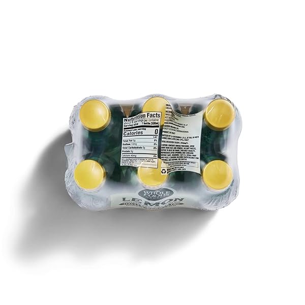 WHOLE FOODS MARKET, LEMON SPARKLING MINERAL WATER, 16.9 FL OZ, 6 COUNT