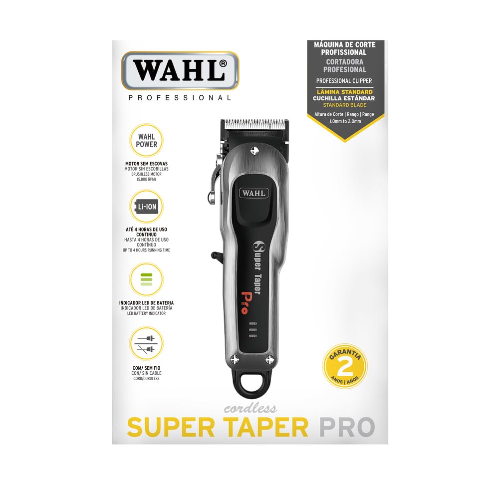 WAHL Super Taper Pro Professional Lithium-Ion Cord/Cordless Clipper, BLDC Powerful 5800 RPM Motor, 2x Motor Life & Quiter Operation,Taper Blades, Smart LED Indicator, 4 Hours Runtime, 2 Years Warranty 4
