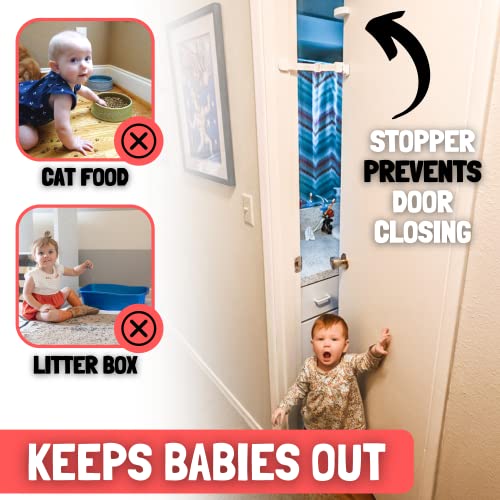 Door Buddy Child Proof Door Lock & Cat Door Stopper. Adjustable Door Strap Latch to Baby Proof