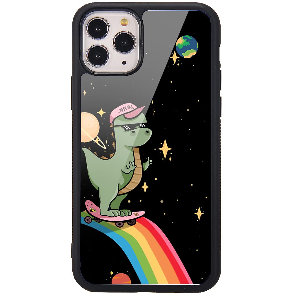 MAYCARI for iPhone 12/12 Pro Case Starry Dinosaur Pattern Design Hard Back Case with Soft TPU Bumper for Girls Children Women Protective Phone Case for iPhone 12/12 Pro — image 1