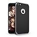 iPhone 7 Case, Mothca TPU Soft Bumper + PC Hard Frame 2 in 1 Case Carbon Fiber Pattern Finish and Plating Edges Flexible Double Protection Shock Proof and Impact Resistance Anti-slip Shell Cover(Gray)