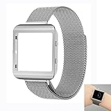 Fitbit Blaze Accessory New Style Frame Housing With Band,Large(6.3-9.1 in),Shareconn Milanese Loop Stailess Steel Bracelet Strap (Silver Frame+Loop)