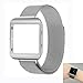 Fitbit Blaze Accessory New Style Frame Housing With Band,Large(6.3-9.1 in),Shareconn Milanese Loop Stailess Steel Bracelet Strap (Silver Frame+Loop)