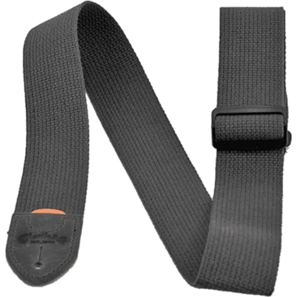 MARTIN Black Cotton Guitar Bass Strap with Leather Pick Holder (A0104)