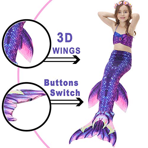 image for iGeeKid Garlagy 3 Pcs Girls Swimsuit Mermaid Tails for Swimming Bikini