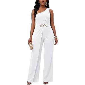 PerZeal Women's Sleeveless One-Shoulder Romper - Loose Wide-Leg Casual Jumpsuit for Club Party & Summer Beach Party (S-XXL)