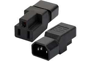 ALINNA Electronic Adapter, 2 Pack of IEC 320 C14 Male to NEMA 5-15R PDU USA UPS Extension Power Plug Adaptor, Black
