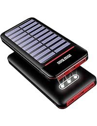 Cargador Solar Power Bank 25000mAh Cargador Portátil Batería Pack con Tres Salidas & Doble Entradas Gran Capacidad Batería de Seguridad Compatible Smartphone,Tablet y Más