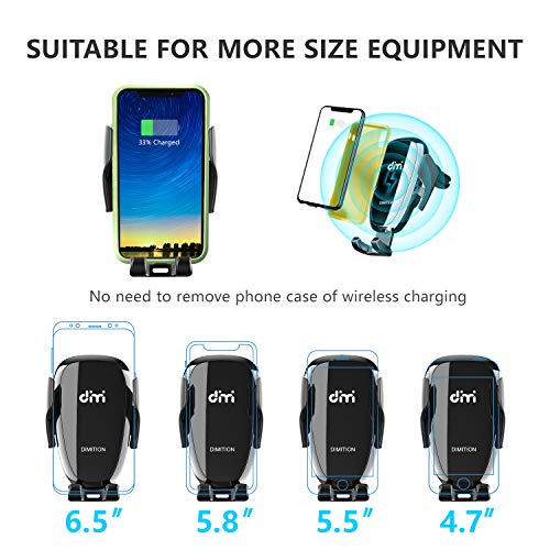 DM Car Phone Mount Air Vent Automatic Clamping Cell Phone Holder for Car Wireless Charger Built-in Battery Compatible with iPhone Xs Max/XR/XS/X/8 Plus, Samsung Galaxy S10/S10 Plus/S9/S8/S7/Note 9 10 - Thumbnail 6