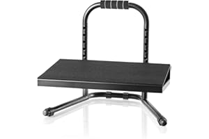 iCAN FR-03 Steel Foot Rest Under Desk, Height Adjustable Ergonomic Footstool with Handle for Office and Home, 4-Levels, Black