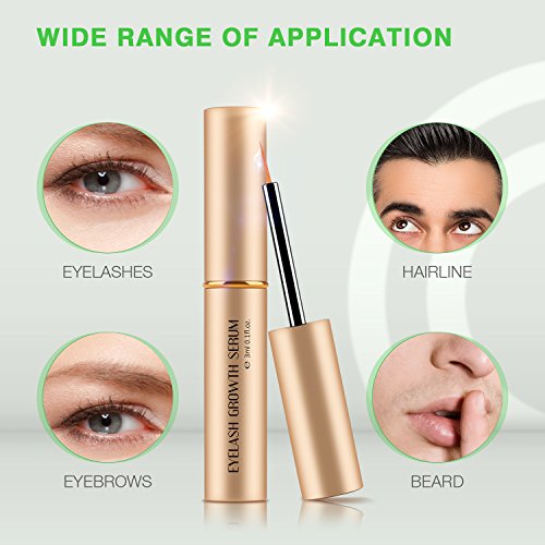 Eyelash Growth Serum - 100% Natural Eyelash Eyebrow Enhancer Lash Growth Serum give you Longer and Thicker Eyelash, Fuller and Healthier Eyebrow - 3ml - No more False Eyelashes & Eyebrow Tattooing