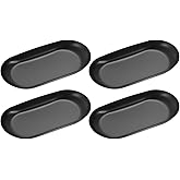 uxcell 4pcs Stainless Steel Decorative Tray, 3.9" Oval Serving Tray Metal Decorative Plate for Perfume Jewelry Cosmetic Bathroom Organizer, Black