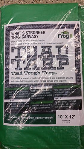 TTRP1012 Green 10'x12' Waterproof Poly Tarp TTRP1012 (Check Finish Size on All Tarps) for Camping Hiking Backpacking Tent Shelter Shade Canopy Etc. By Frog It