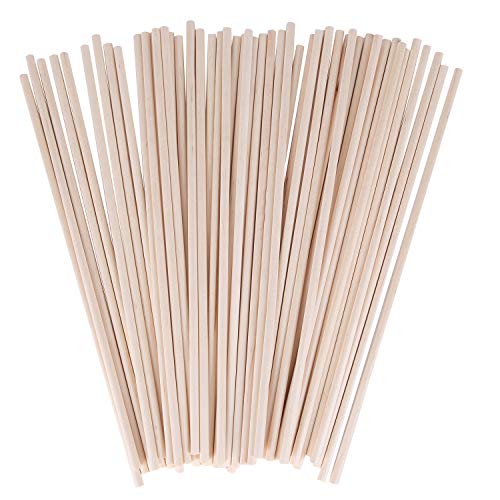 Senkary Wooden Dowel Rods Unfinished Natural Wood Craft Dowel Rods 12 Inch x 1/4 Inch, 50 Pieces