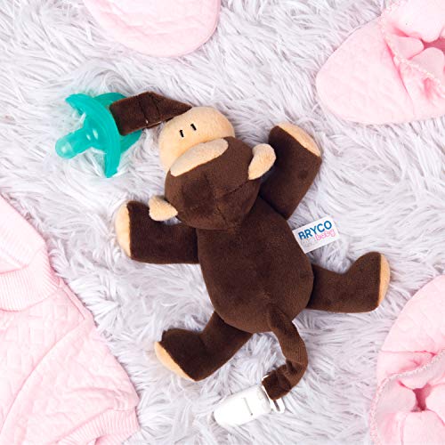 Bryco Baby Pacifier with Stuffed Animal Attached Monkey Plush Pacifier