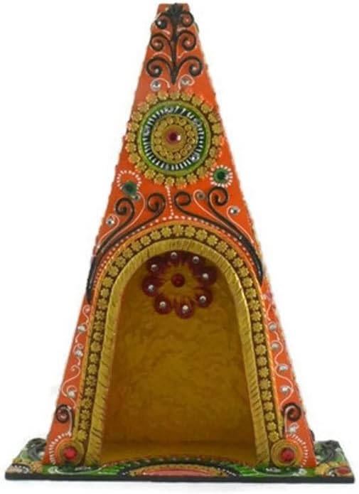 Indian Handicraft Decorative Wooden Triangular Home Temple (Without Light) Home Decor