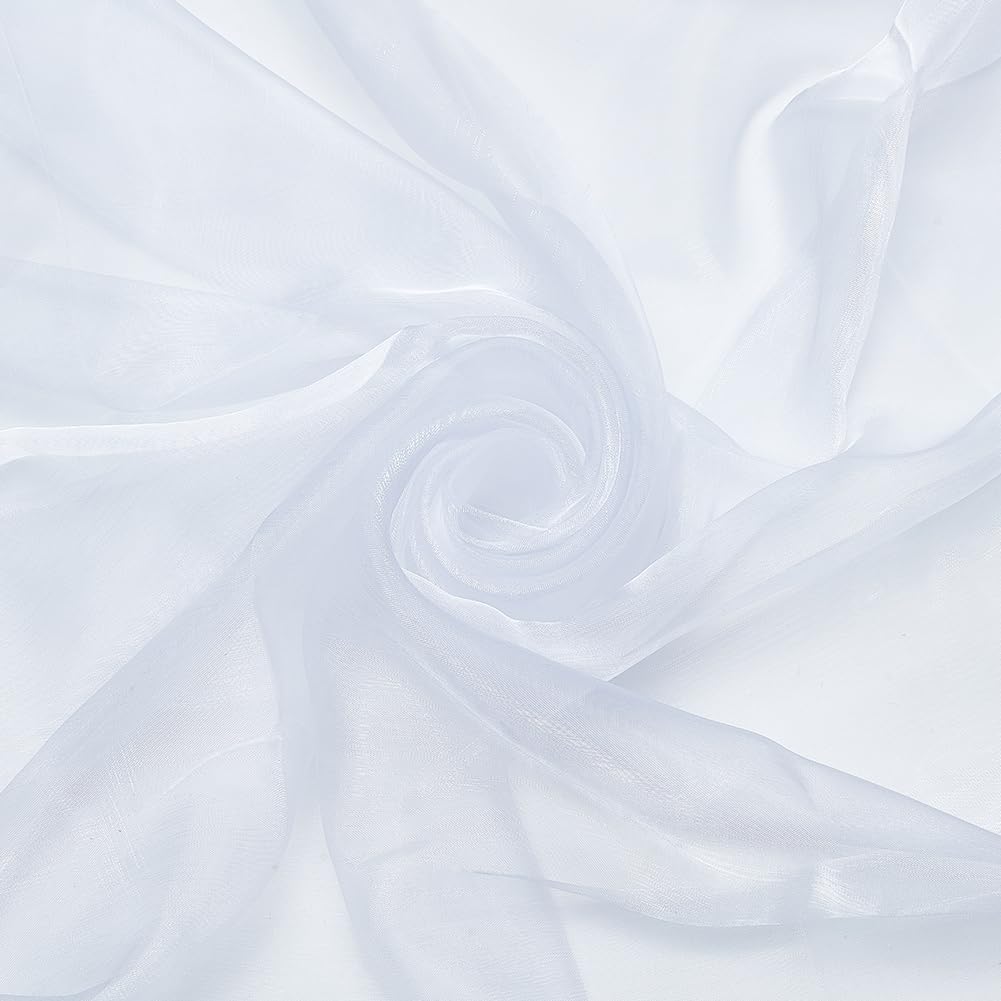 HOBBIESAY 3m Two Tone Lightweight Sheer Organza Fabric 1.5m White Voile Fabric Iridescen Holographic Gauze Fabric Lace Oganza Tulle Fabric Polyester Sheer Fabric for Clothing Wedding Decoration