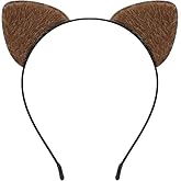 NESTRE Brown Cat Ears,Furry Cat Ears Headbands for Women,Cute Brown Ears Halloween Costume Leopard Cosplay Hair Accessories