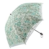 Honeystore Wedding Lace Sun UV Parasol 2 Folding 3D Flower Embroidery Umbrella Green