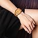 SHANGDONGPU Women Bamboo Wooden Watch,Women Watch with Genuine Leather band and Japan Quartz Movement, Fashion design