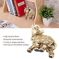 HEEPDD Elephant Statue, Feng Shui Golden Elegant