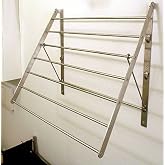 QQOUTLET Wall Mounted Clothes Drying Rack - Stainless Steel Collapsible Laundry Rack - Space Saving Folding Accordion Dryer for Indoor &amp; Outdoor Use (32Wx21Dx19H)