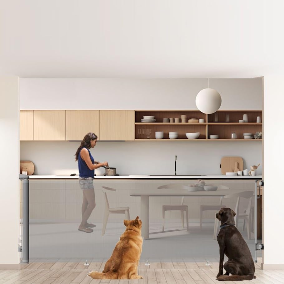 S&D, Retractable Baby Gate 250cm Wide, Stair Safety Gate Roll, Pets, dog, Cat Extendable Barrier Gates Extra Wide Gates Foldable Durable and Strong