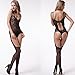 Reignet Women's Sexy Open Crotch Mesh Fishnet Lace Bodystocking Babydoll Lingerie Set
